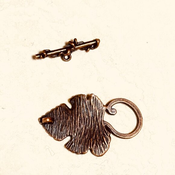 3/$10, Large Grape Leaf Shape Red Copper Tone Alloy OT Toggle Clasp Sets - Picture 2 of 4